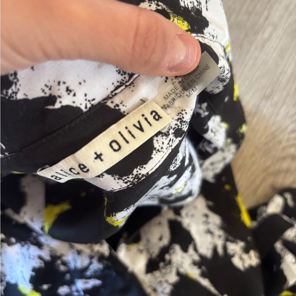 Alice + Olivia Button-down Print Divine Opal Silk Shirt - Picture 9 of 11